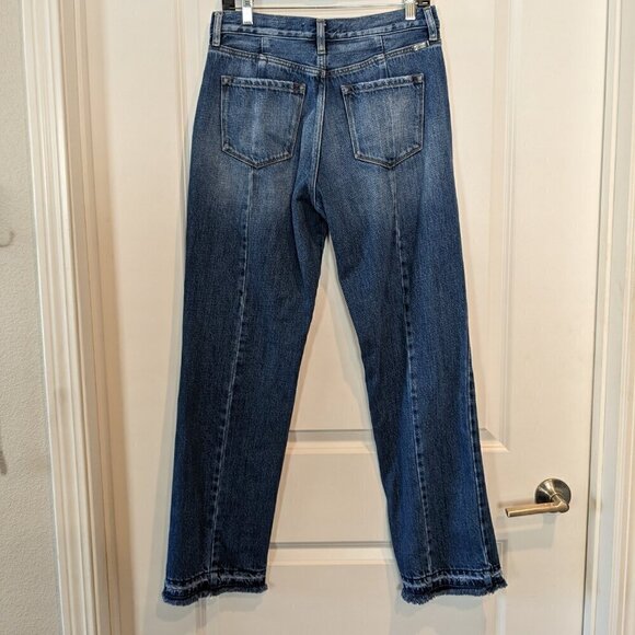 Kancan Medora 90's Straight leg Jeans Women 7/27 Hi-Rise Denim Raw Slit Leg Hem - Picture 4 of 16